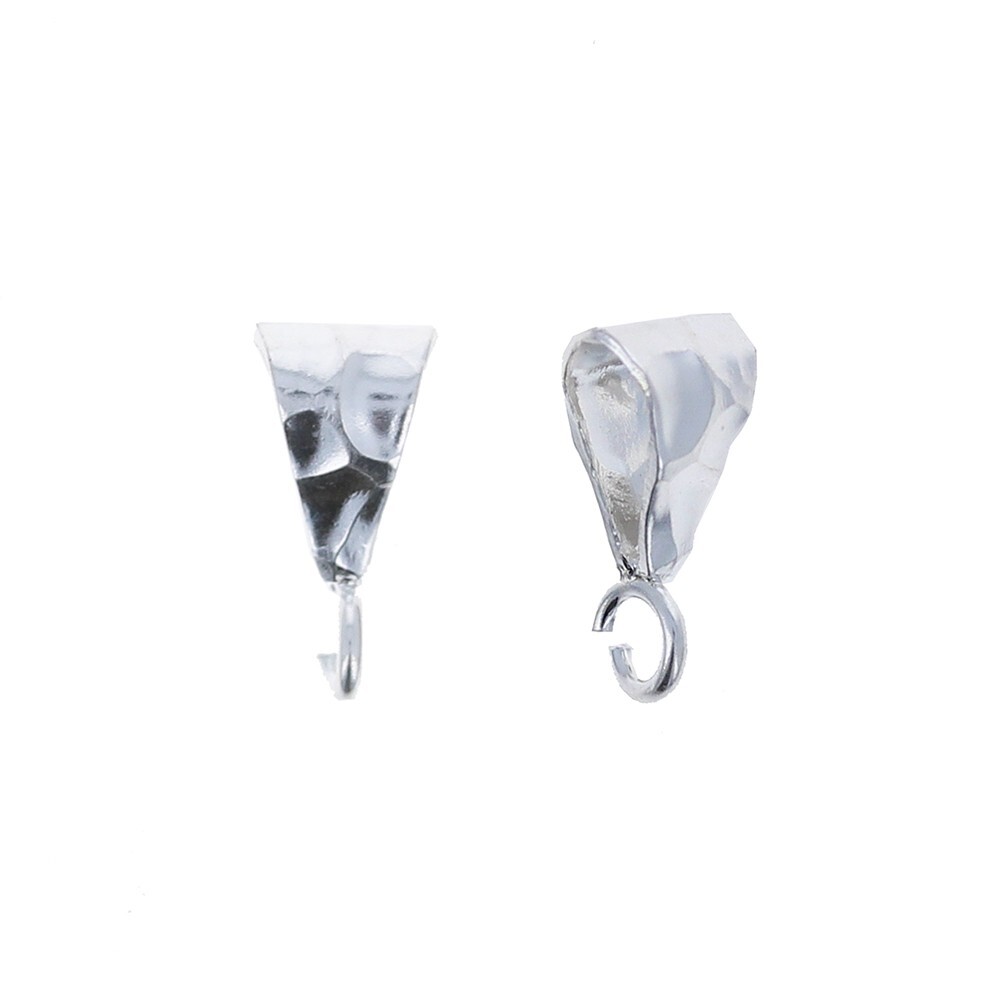 6 pc Hammered Bail Jewelry Finding, Sterling Silver 925, 6mm x 12mm Silver Bail