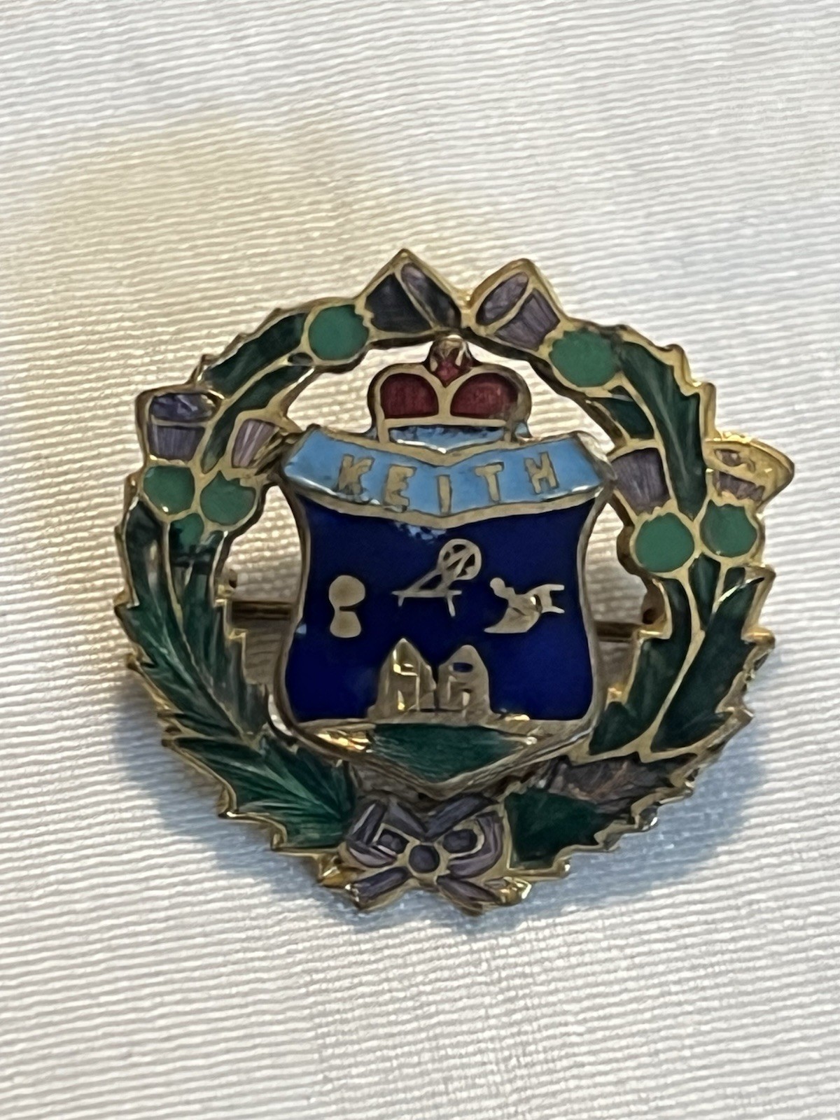 Vintage KEITH Clan Coat of Arms Enamel Heraldic Brooch Pin Scotland Crest