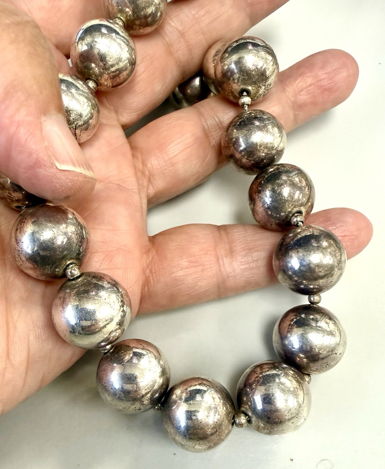 VTG.Premier Designs Sterling Silver Graduated Bead Necklace 54.46g Southwestern