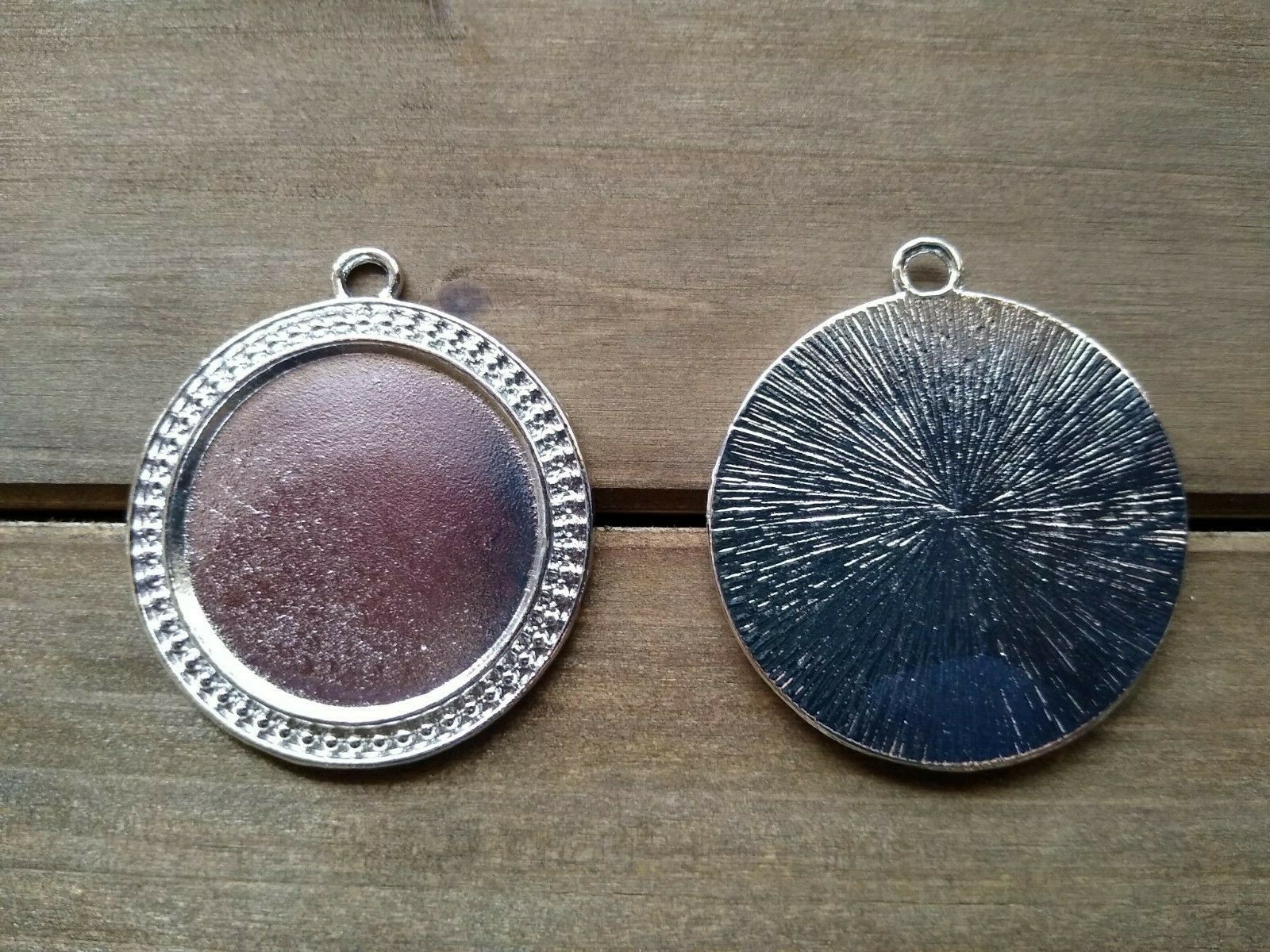 10pc 30mm Round Cabochon Base Setting Pendants Glamorous Silver Tone resin mold