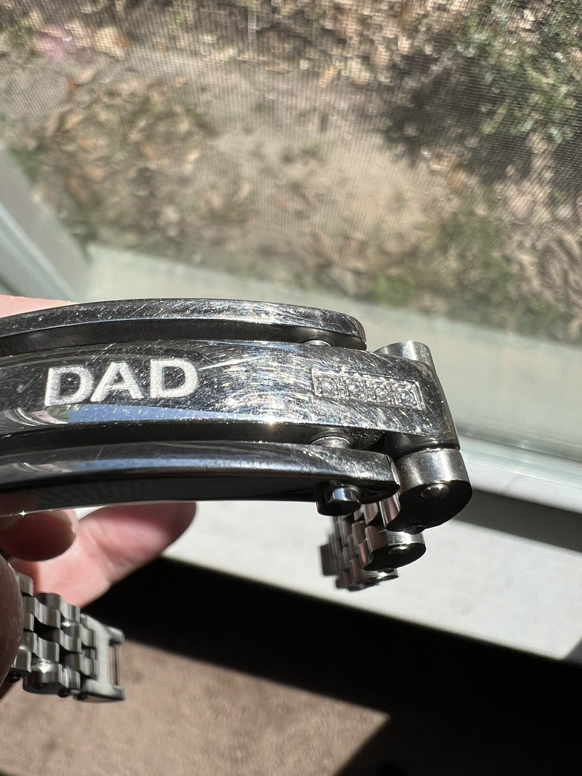 Stainless Steel Dad Bracelet With Diamonds