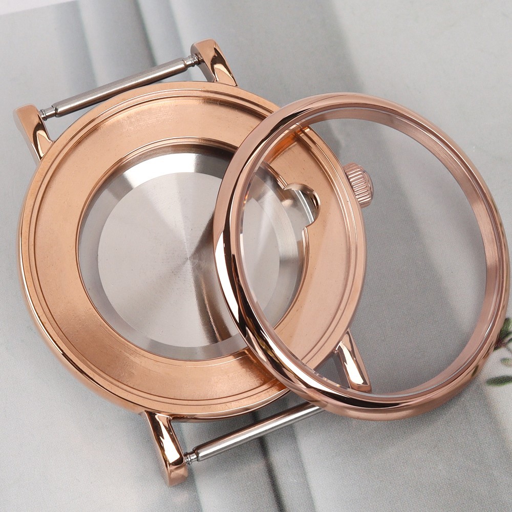 Sapphire 40mm Vintage Watch Case Rose Gold 316 Steel 10ATM For ETA 2824 Movement