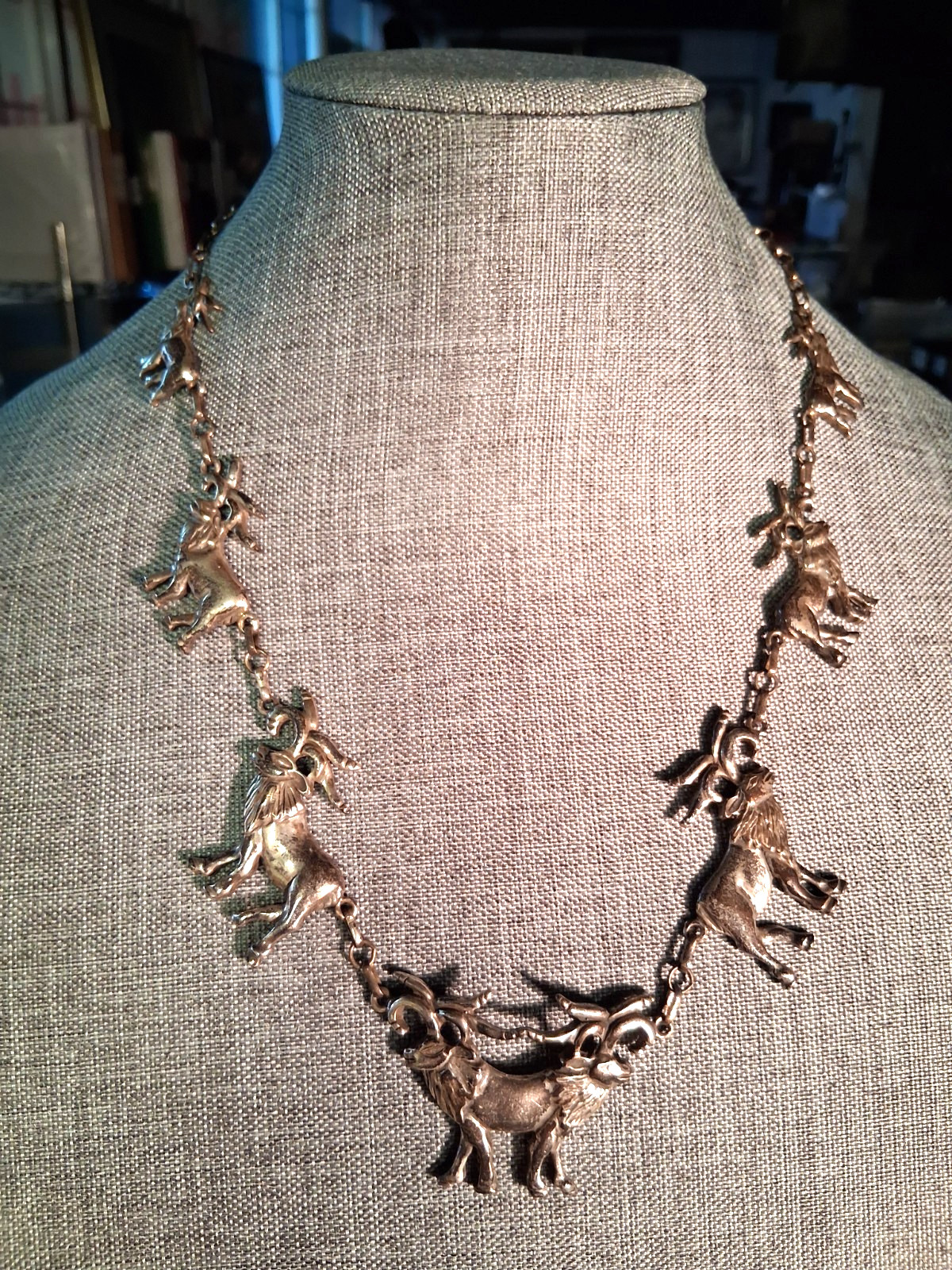 Sterling Silver 925 Reindeer 24 inch Statement Necklace – over 2 ozt Silver