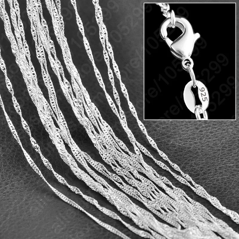 5PCS 925 Sterling Silver Water Wave Chain Necklace 16-30in Jewelry Making