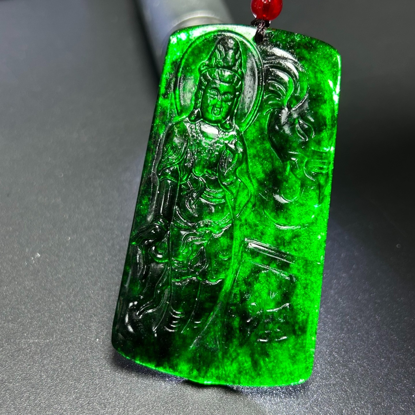 Natural ice green Burmese Jade Jadeite Carved Kwan-yin lucky Pendant&Necklaces