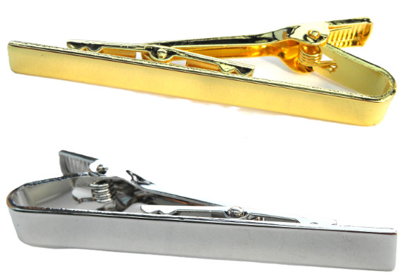 Tie Bar Fix Clip Clasp Plain Silver or Gold Colour