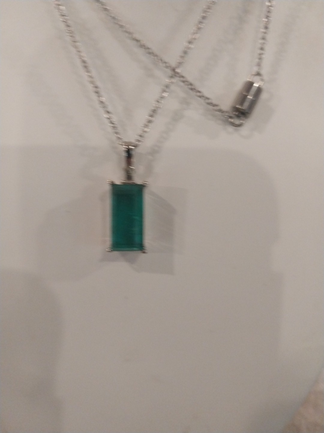 Emeraldine Quartz, White Topaz Pendant Necklace (20″)/ Stainless Steel 4.90= TCW