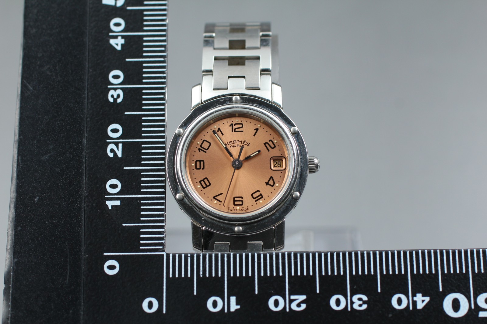 [ w/Box ] HERMES Clipper CL4.210 Pink Dial Quartz Swiss Made 24mm Women’s Watch