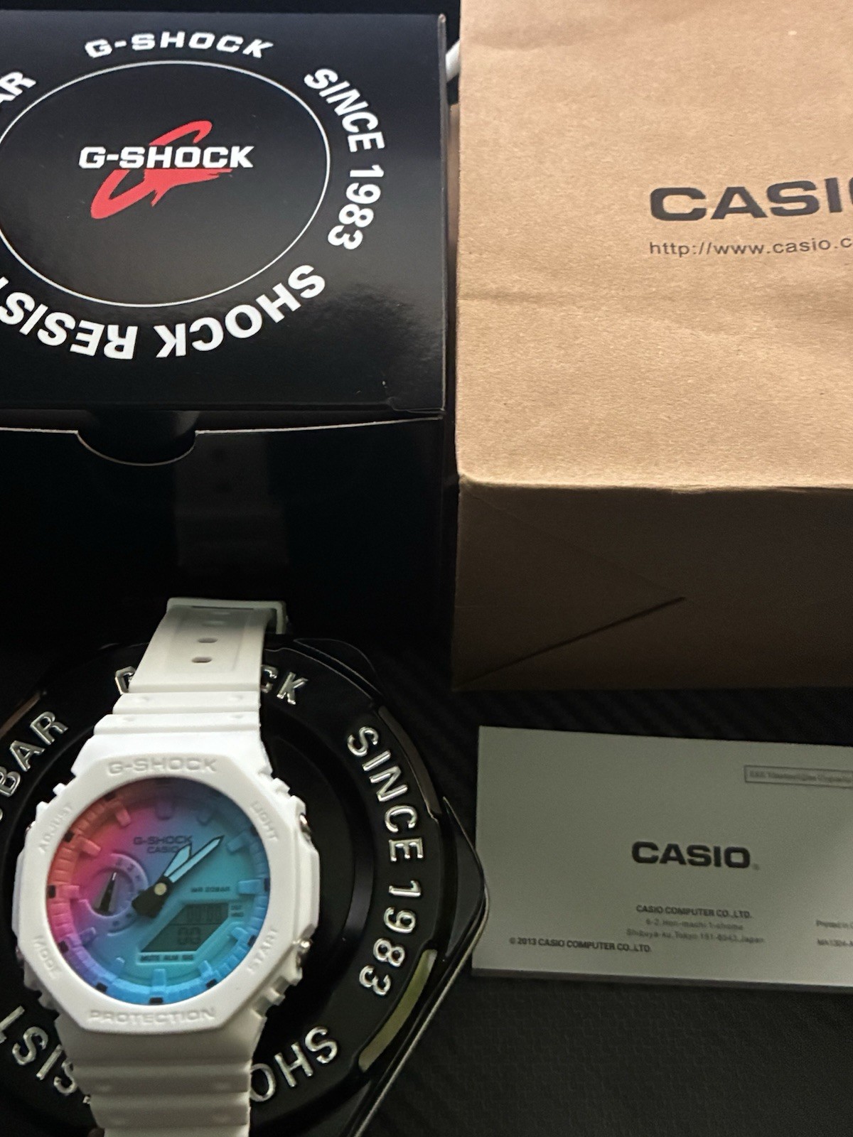 Casio G-SHOCK Analog/Digital Quartz 45mm White Resin Strap 200m Box Manual