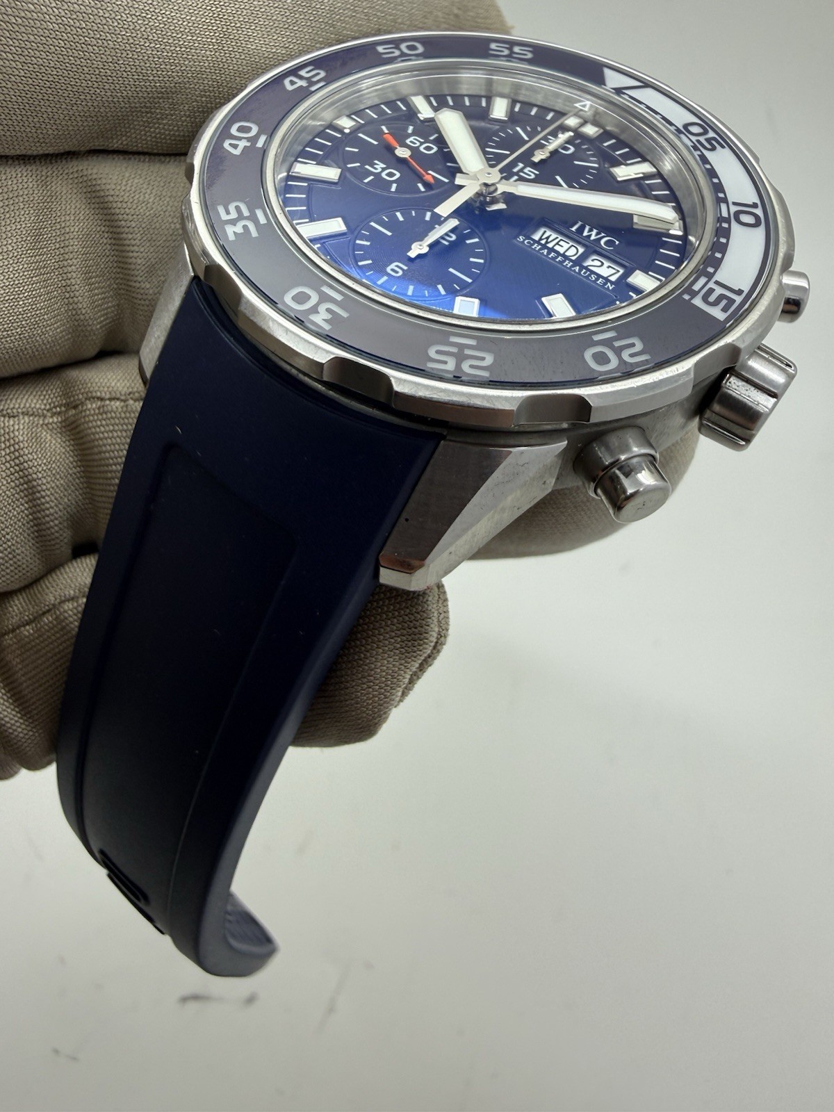 IWC Aquatimer Chronograph Blue Dial Steel 45mm Rubber Automatic Watch IW376711