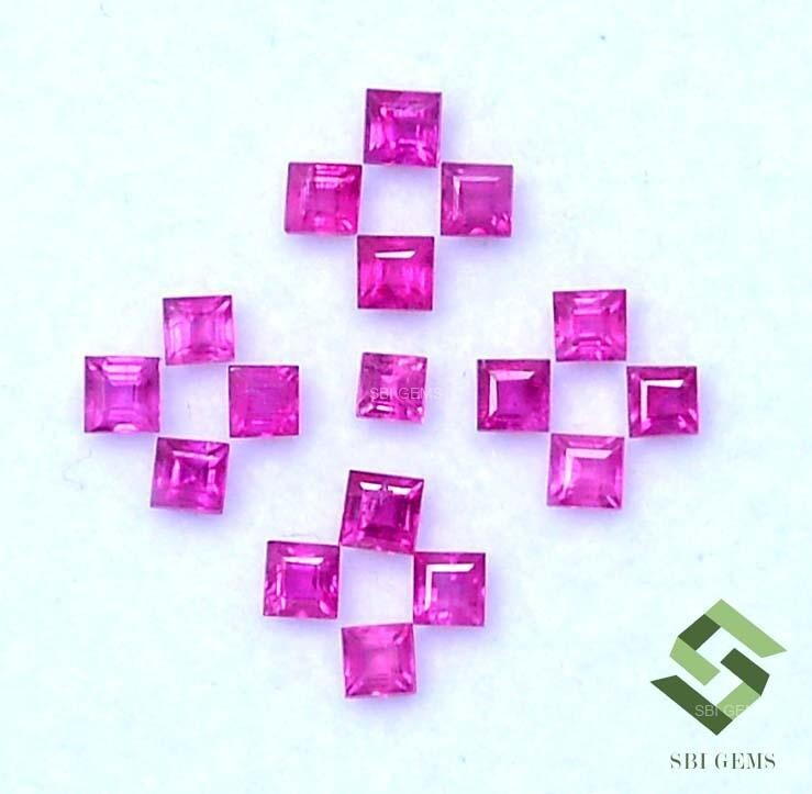1.08 Cts Natural Ruby Square Cut Faceted 15 Pcs Lot 2x2x1.5 mm Loose Gemstones