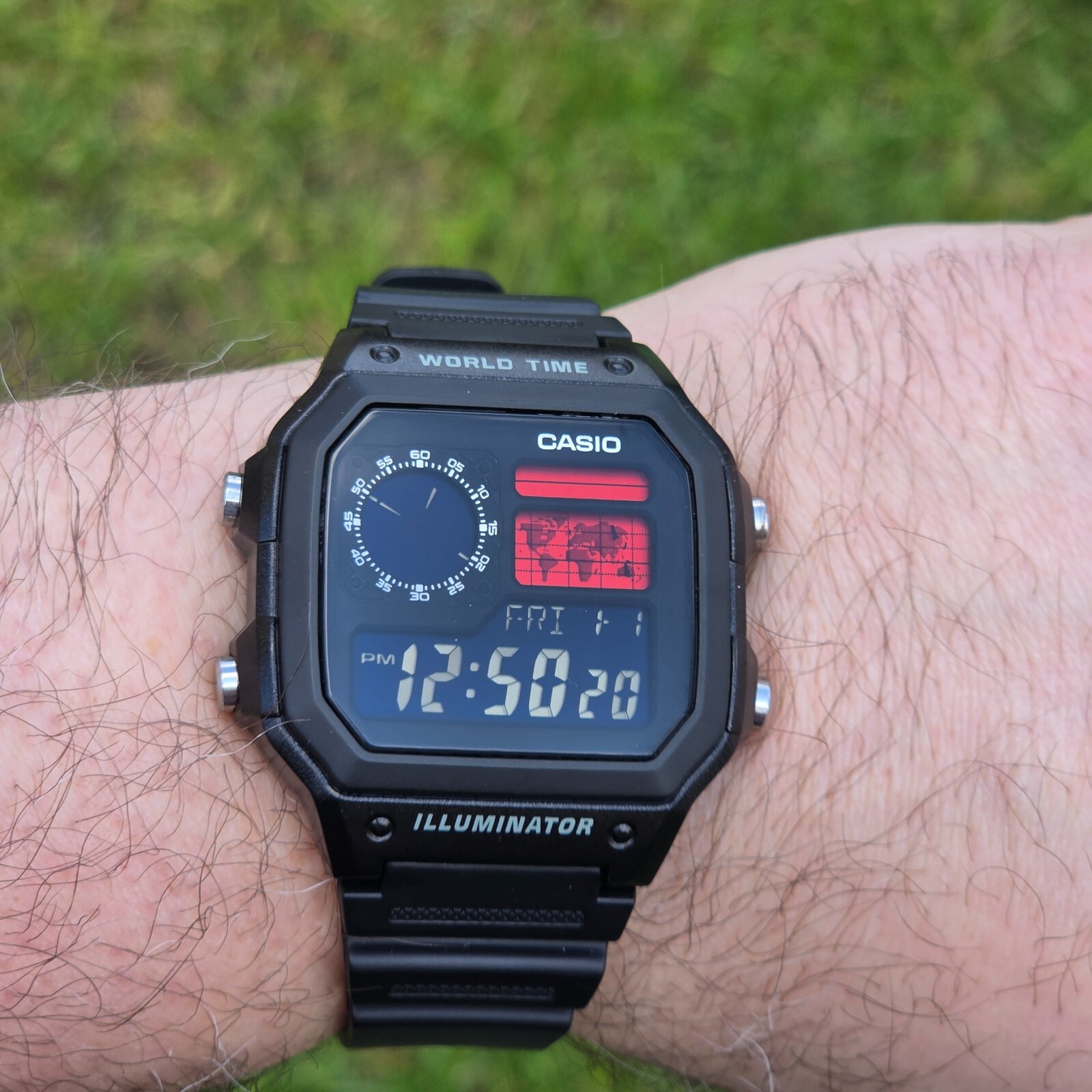 CASIO AE-1200WHD. Royale World Time Watch Mod. Negative Display. Hydromod.
