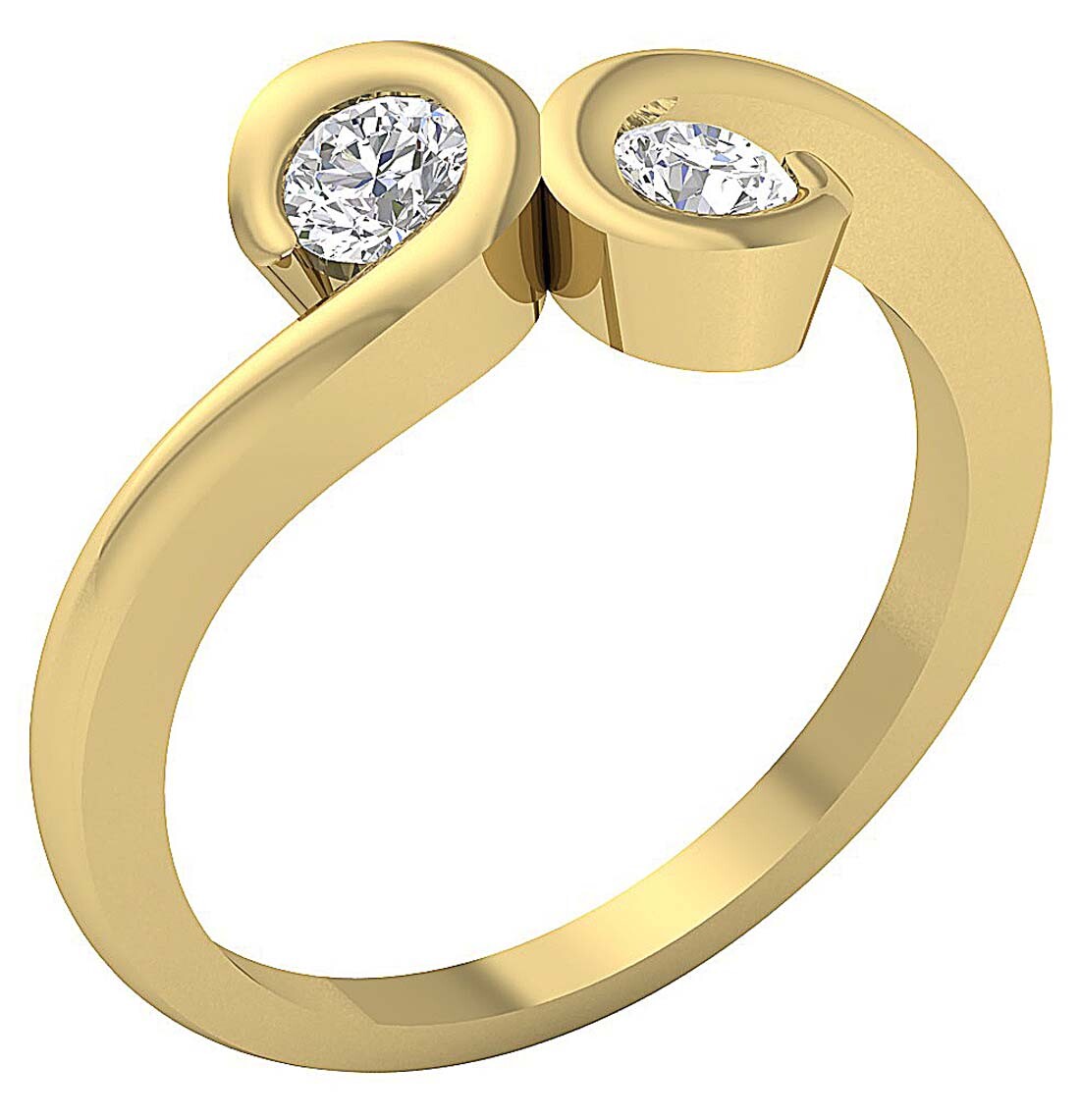 I1 G 0.55 Carat Natural Round Cut Diamond Forever Us Two Stone Ring 14K Gold