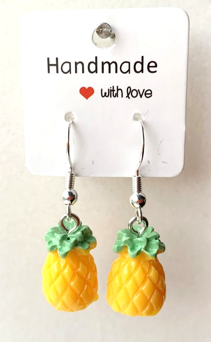 NOVELTY PINEAPPLE EARRINGS FOOD FRUIT PARTY WITH FREE GIFT BAG 925