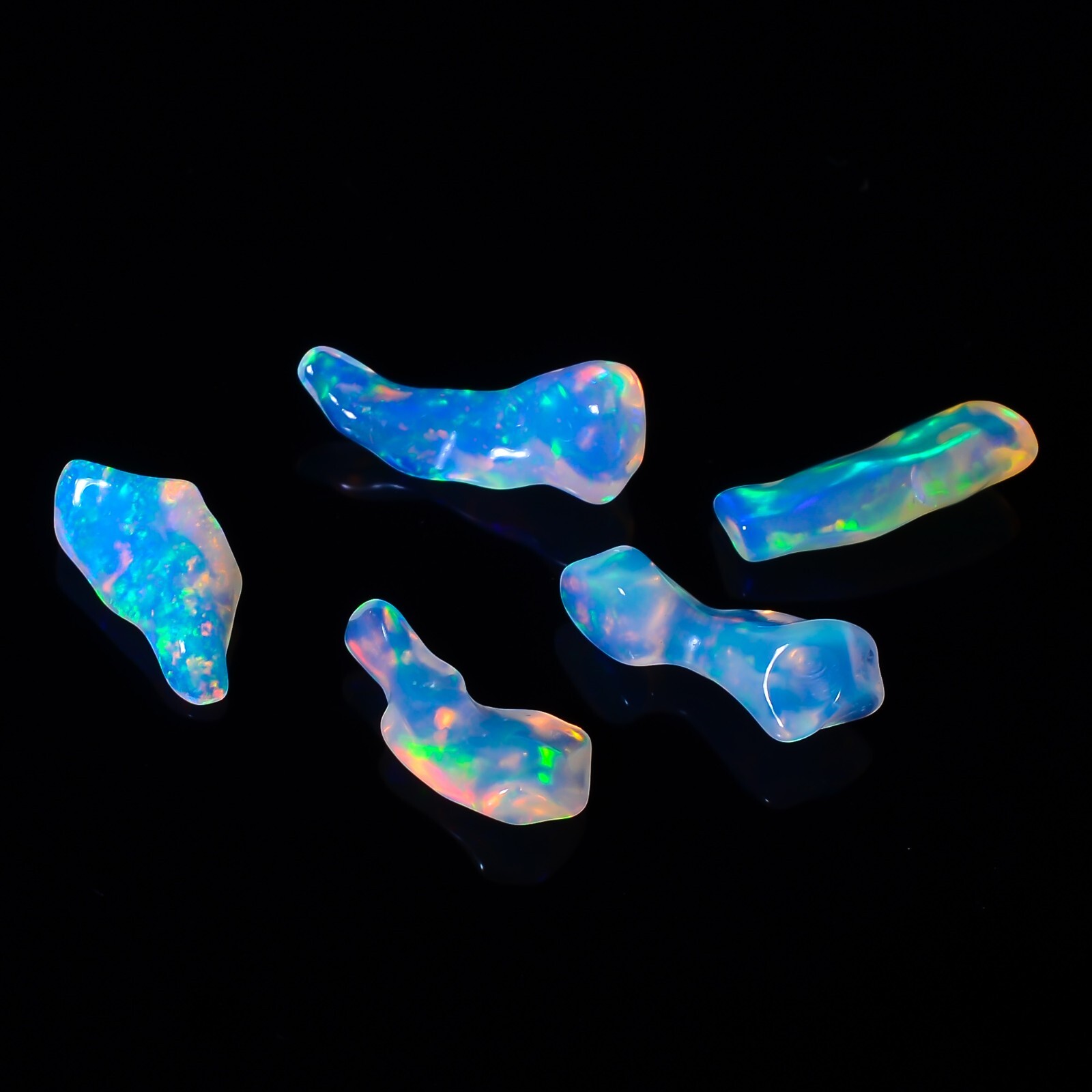 Natural Ethiopian Opal Polished Rough Loose Gemstone 5 Pcs 7 Cts 13X4 16X6 mm