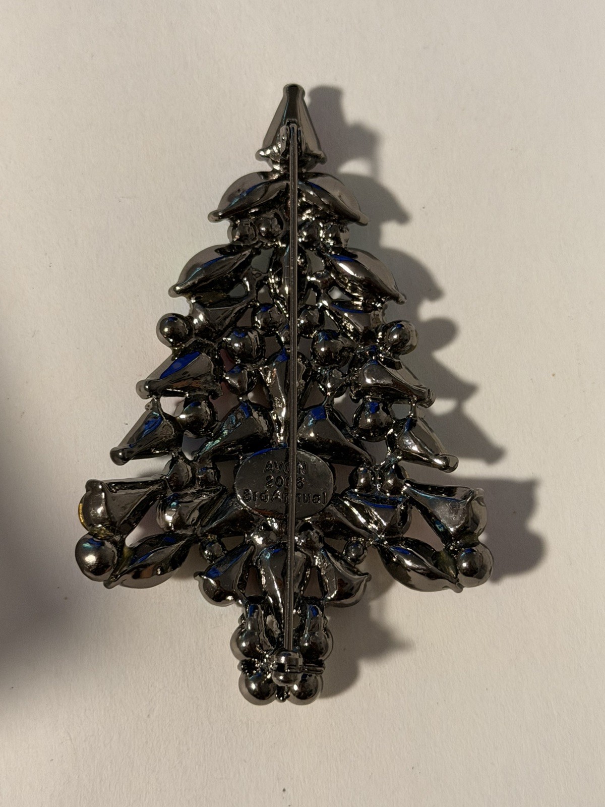 Avon 2006 Signed 3rd Annual Christmas Tree AB Rhinestone Pin Brooch NEW NOS