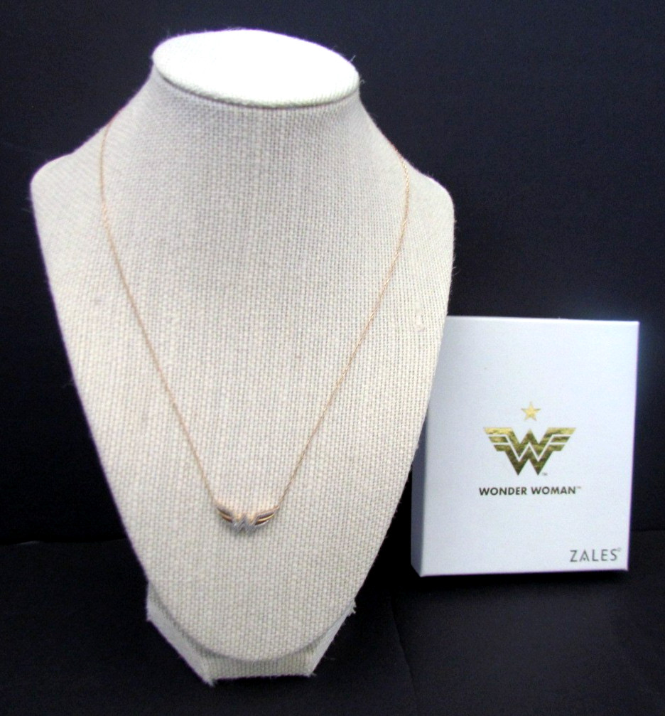 ZALES Wonder Woman Collection 10K IKS Yellow Gold Diamond Pendant/Necklace w/Box
