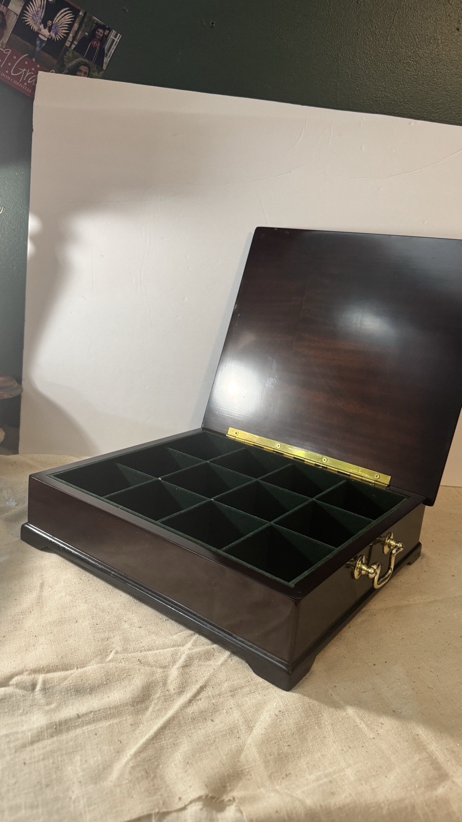 Bombay Company Tea Chest Cherry Wood Jewelry Box 1994 XX Made in Korea
