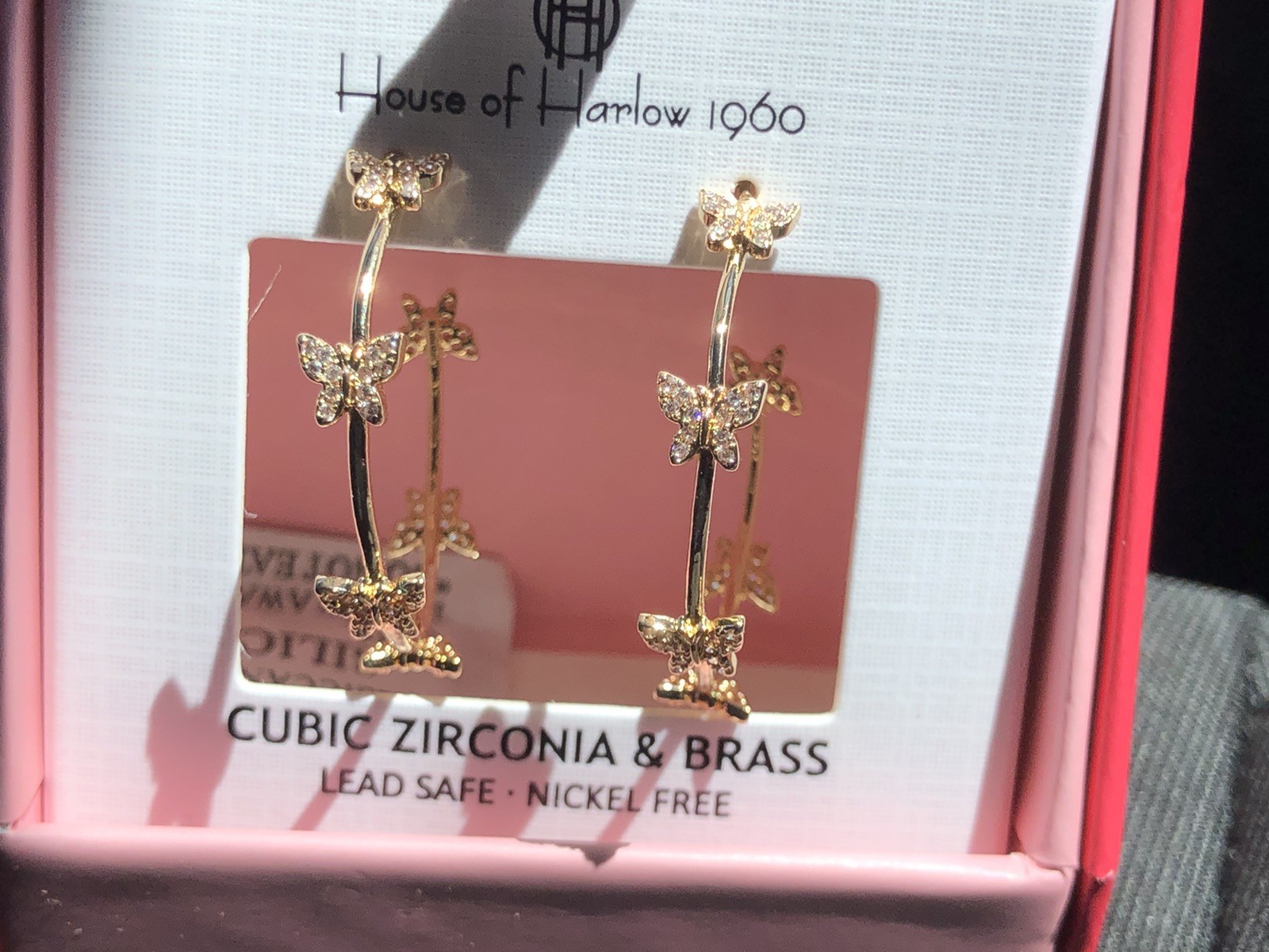 HOUSE OF HARLOW 1960 Gold Butterfly Hoop Earrings