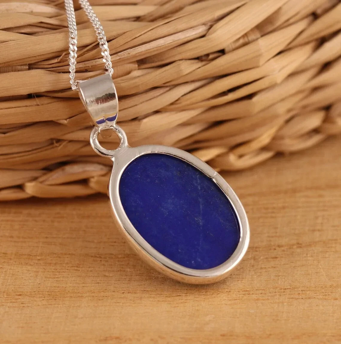 Awesome Lapis Lazuli Gemstone 925 Sterling Silver Handmade Pendant