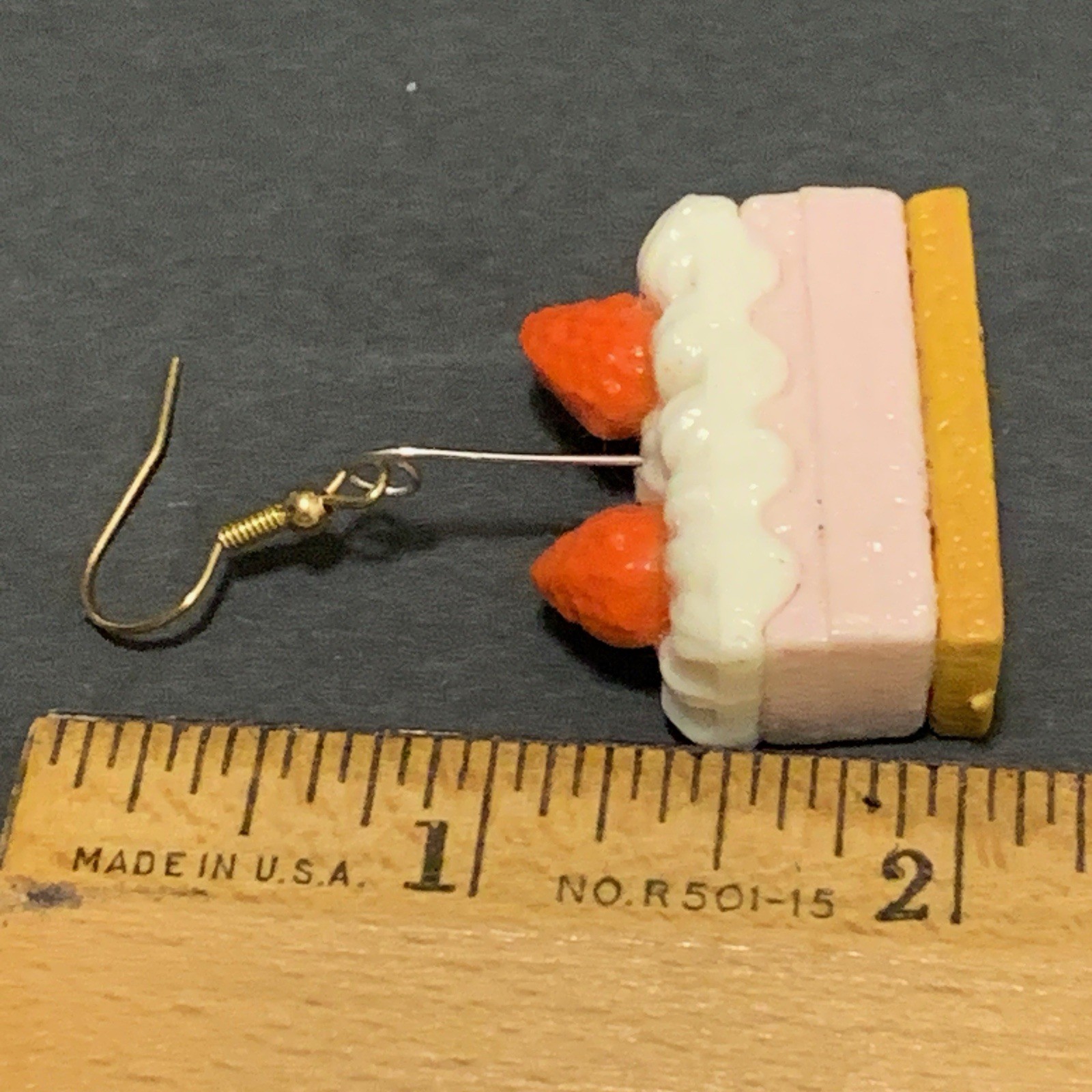 Strawberry Shortcake Earrings Cake Handmade Toy Cute Spring Dessert Dangle