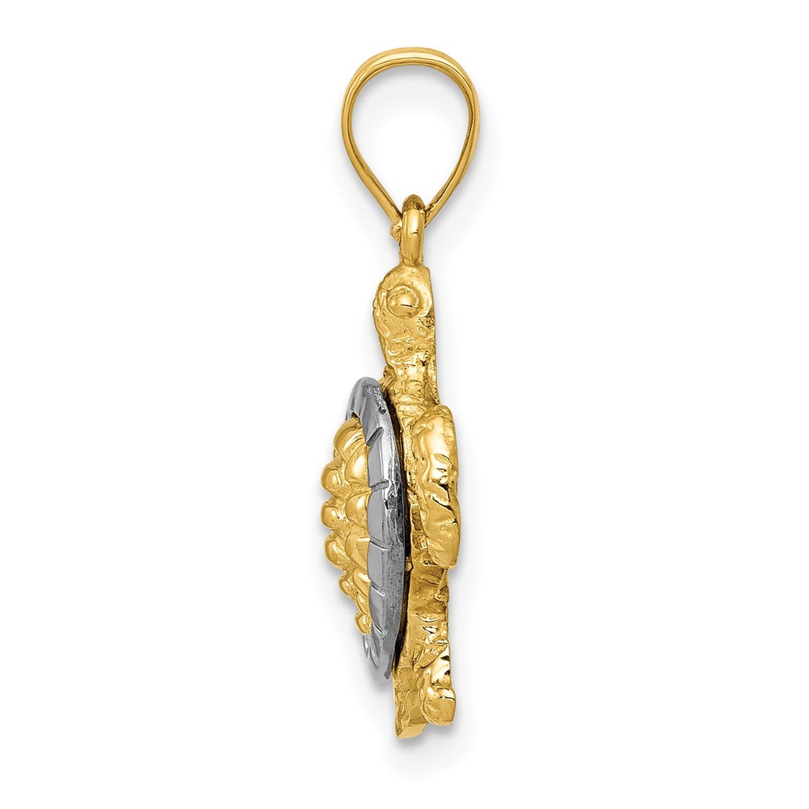 14k Yellow and White Gold Turtle Pendant