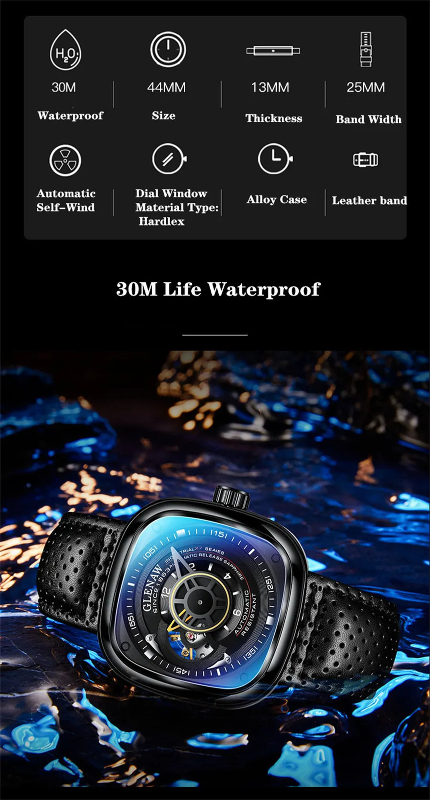 2025 New Mechanical Watch for Men Breathable Leather stainless Steel Automatic