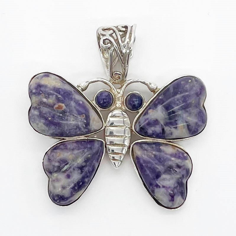 Jay King DTR Sterling Silver Reversible Lavander Pink Opal Butterfly Pendant
