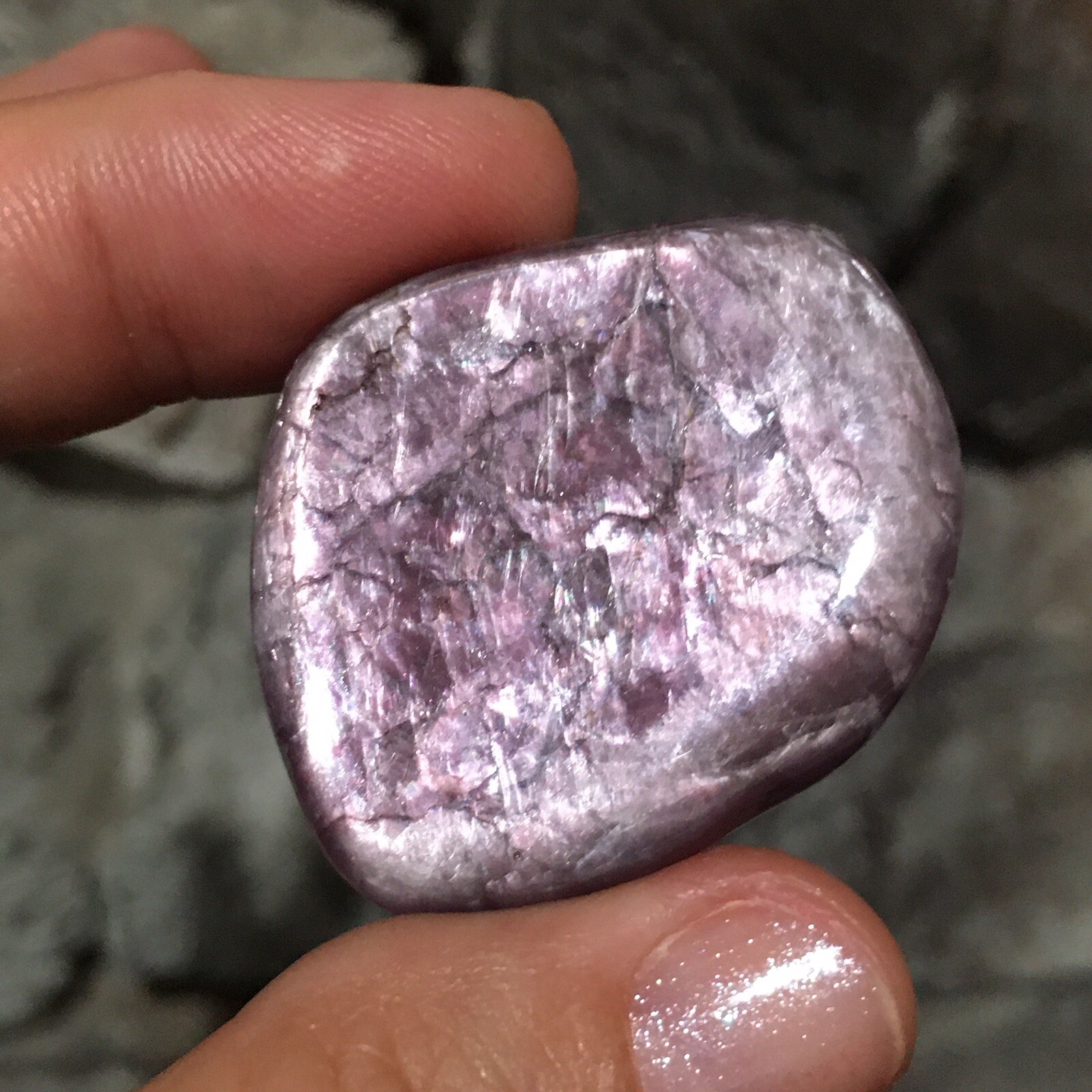 35×32.5×5.7mm Dark Purple Lepidolite Cabochon Loose Stone