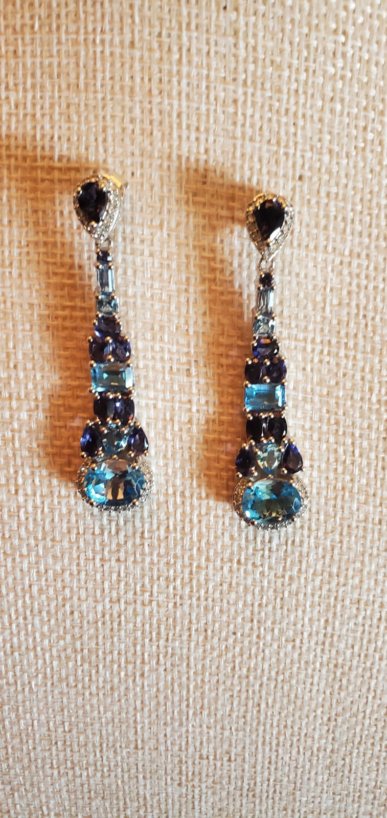 925 Sterling Silver Genuine Blue Topaz And Amethyst Victoria Wieck Earrings