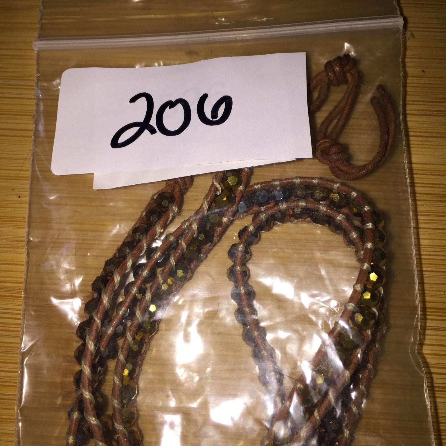 Vintage Boho Beaded Wrap Necklace Brown Leather Cord Acrylic Beads Adjustable