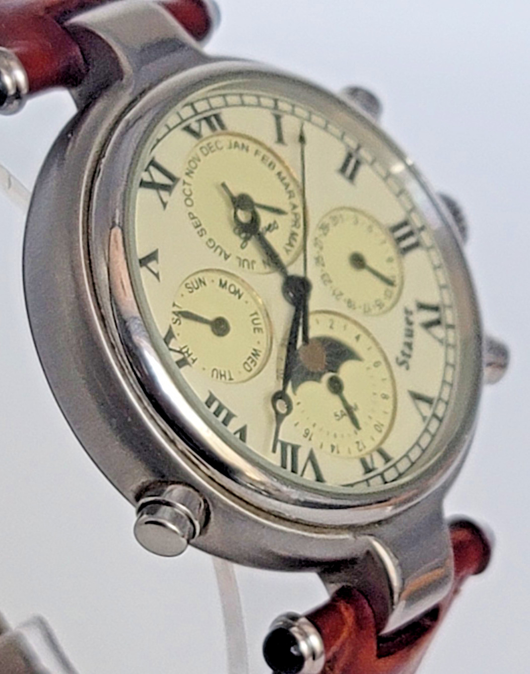 Stauer Men’s Automatic Chronograph Wristwatch 13372 Vintage – Moon Phase SB8