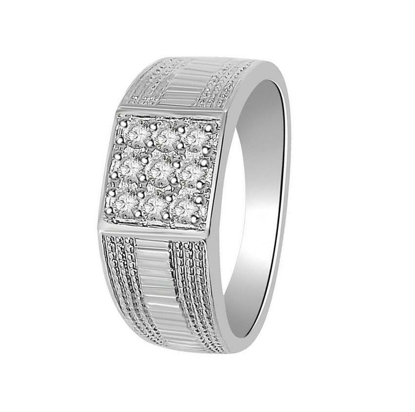 Round Cut Diamond 0.35 Ct I1 G Men’s Wedding Ring 14K Gold Prong Set 8.40MM