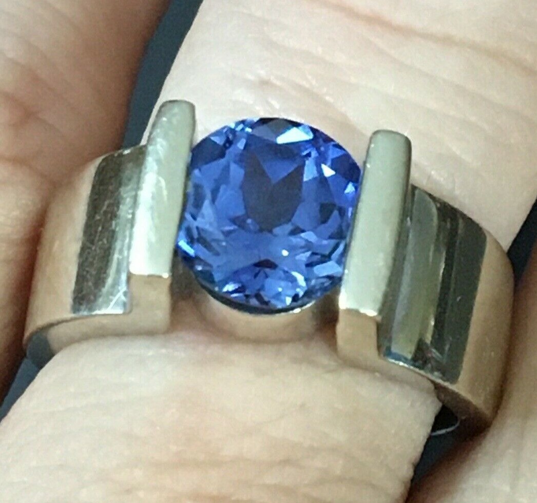 $2,000 14k White Gold Solitaire Engagement Ring Modern Tension Mount Setting 9g