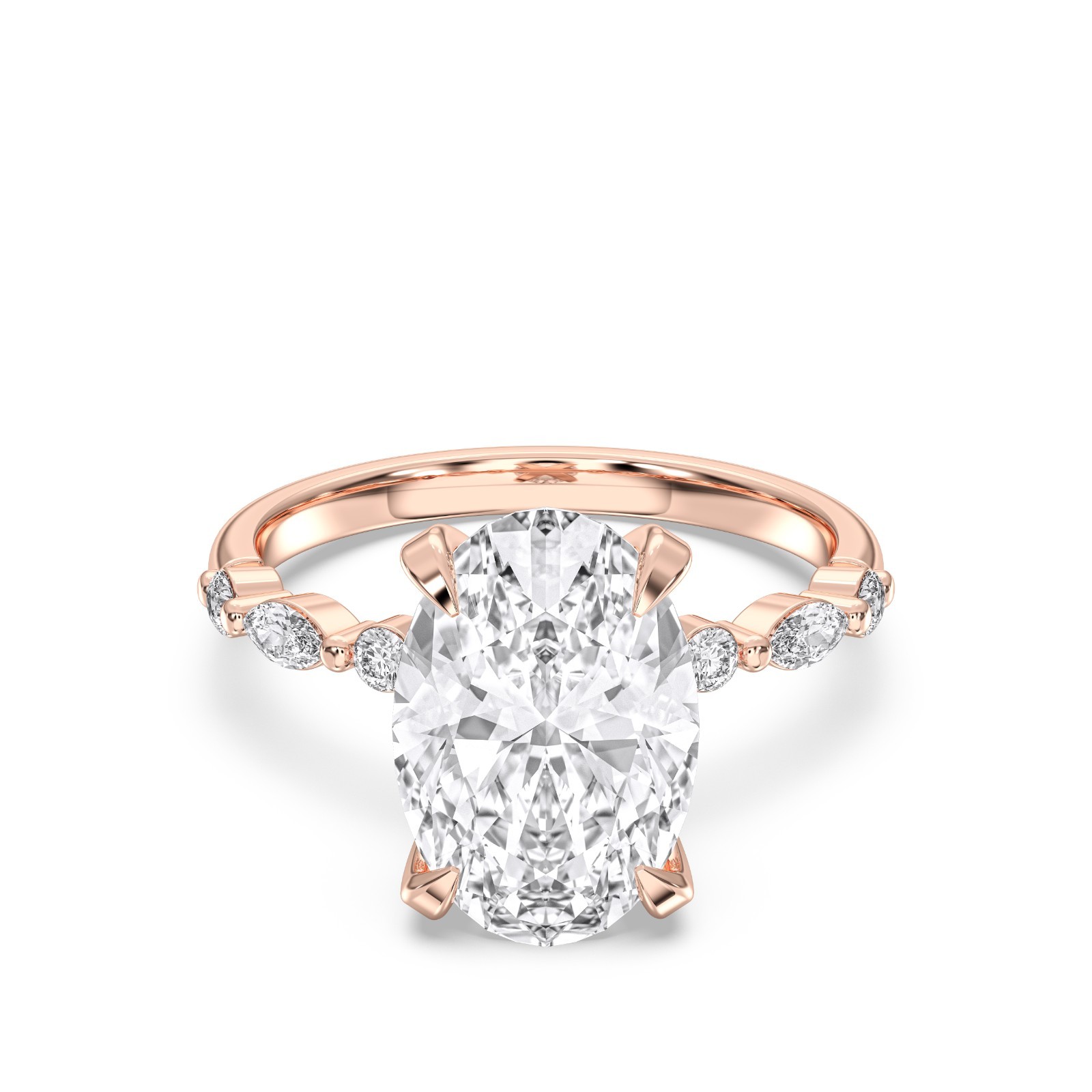 5.25 CT Oval & Round Cut Moissanite 7 Stone Engagement Ring 925 Silver for Women