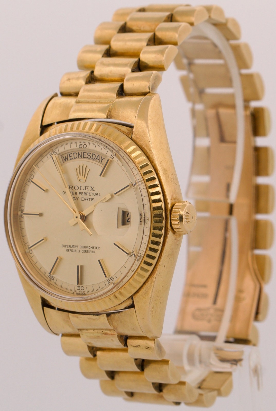 1978 Rolex Day-Date President CHAMPAGNE Fluted 36mm 18K Yellow Gold Watch 18038
