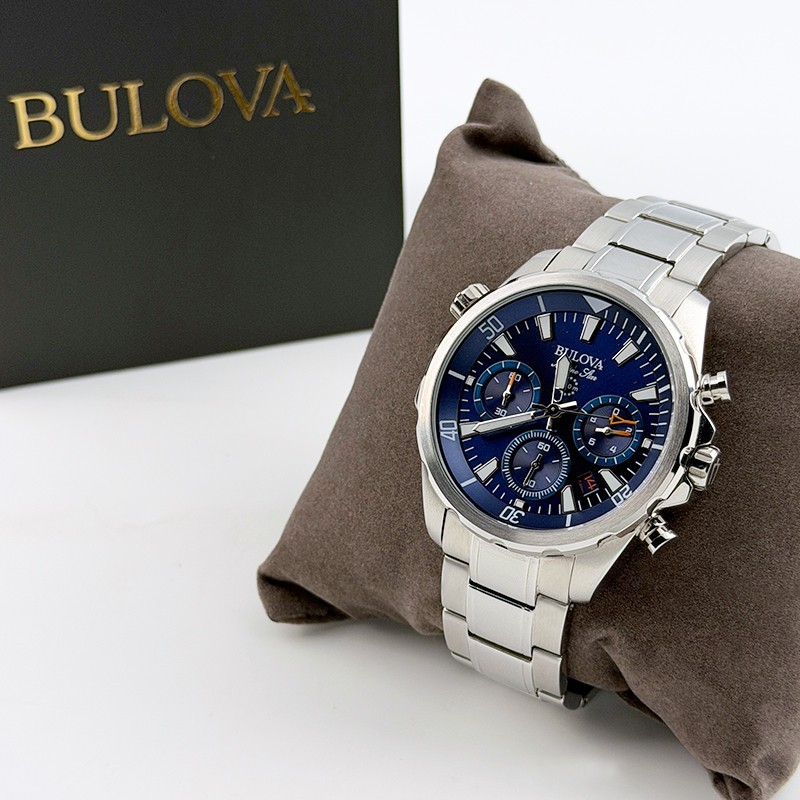 Bulova Marine Star Men’s New Blue Dial Quartz Chronograph Watch 43MM 96B256