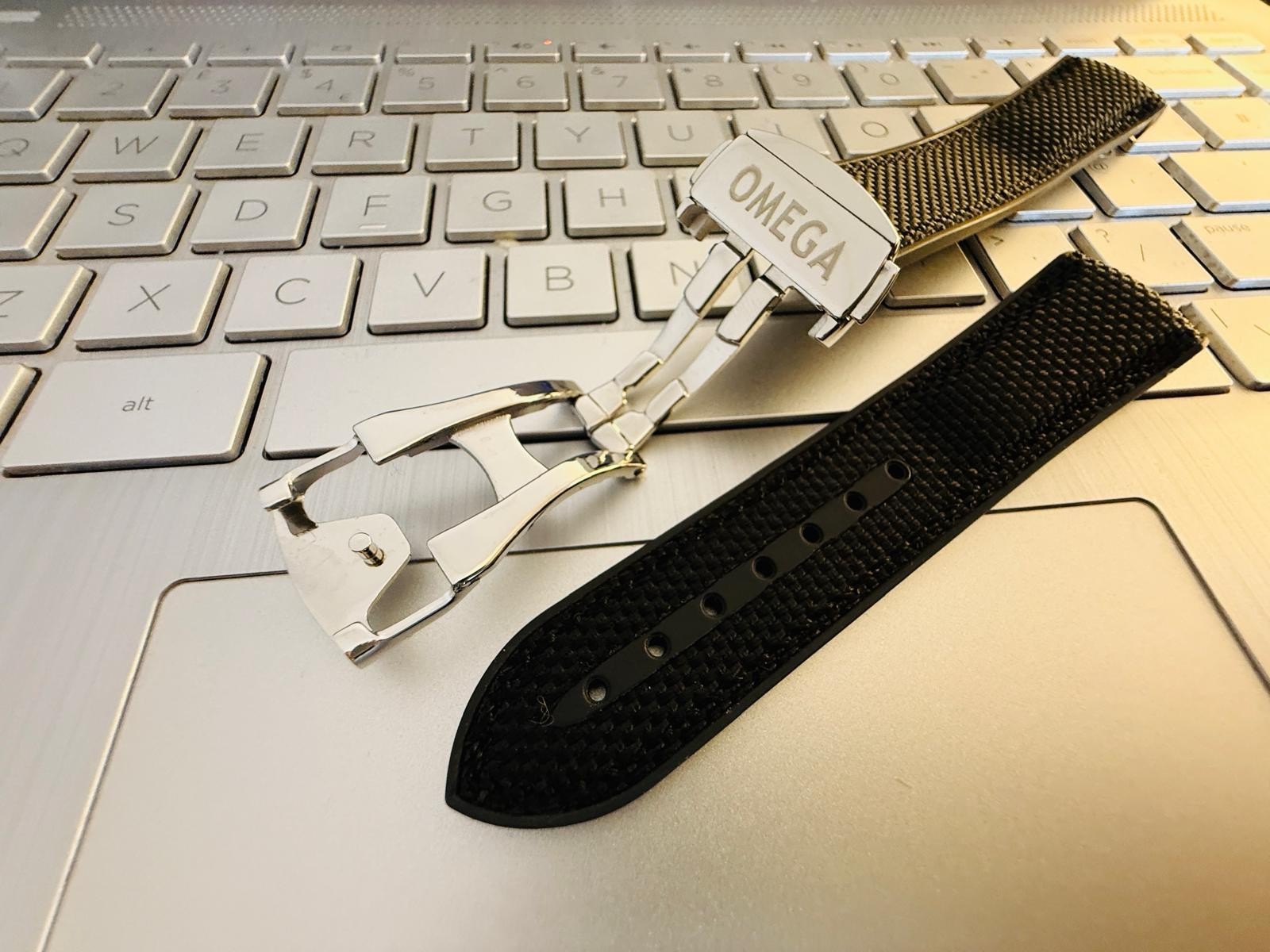 22mm omega seamaster rubber nylon Watch Strap Deployment black