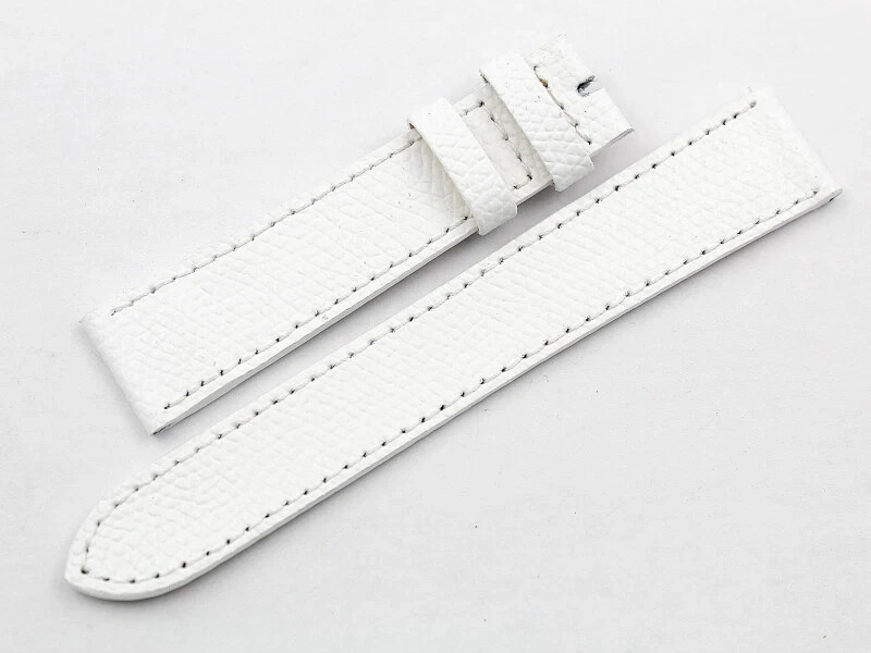 Genuine Hammered Leather White Flat Watch Straps Various Sizes Handcrafted