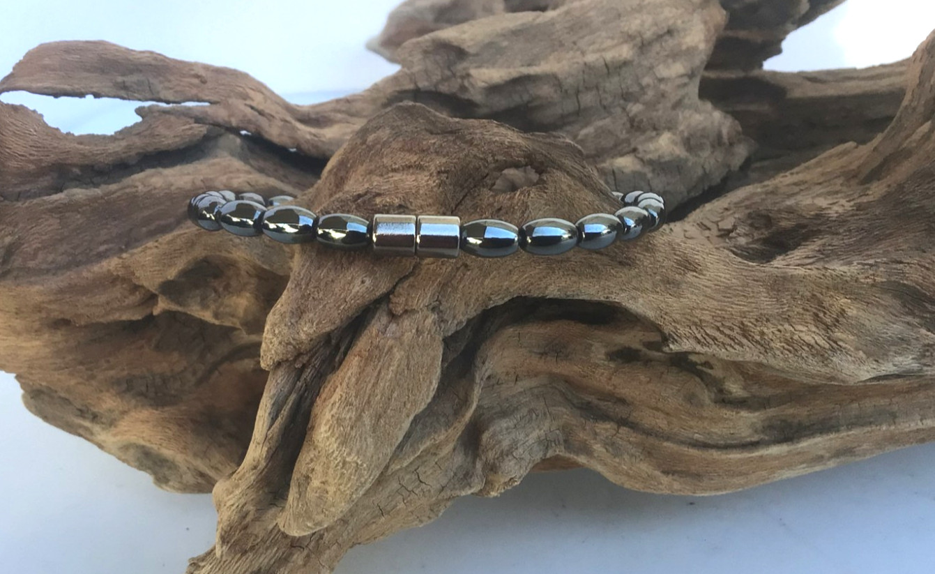Men’s Women’s Magnetic Hematite Black Copper Single Bracelet Red Tiger Eye Bead