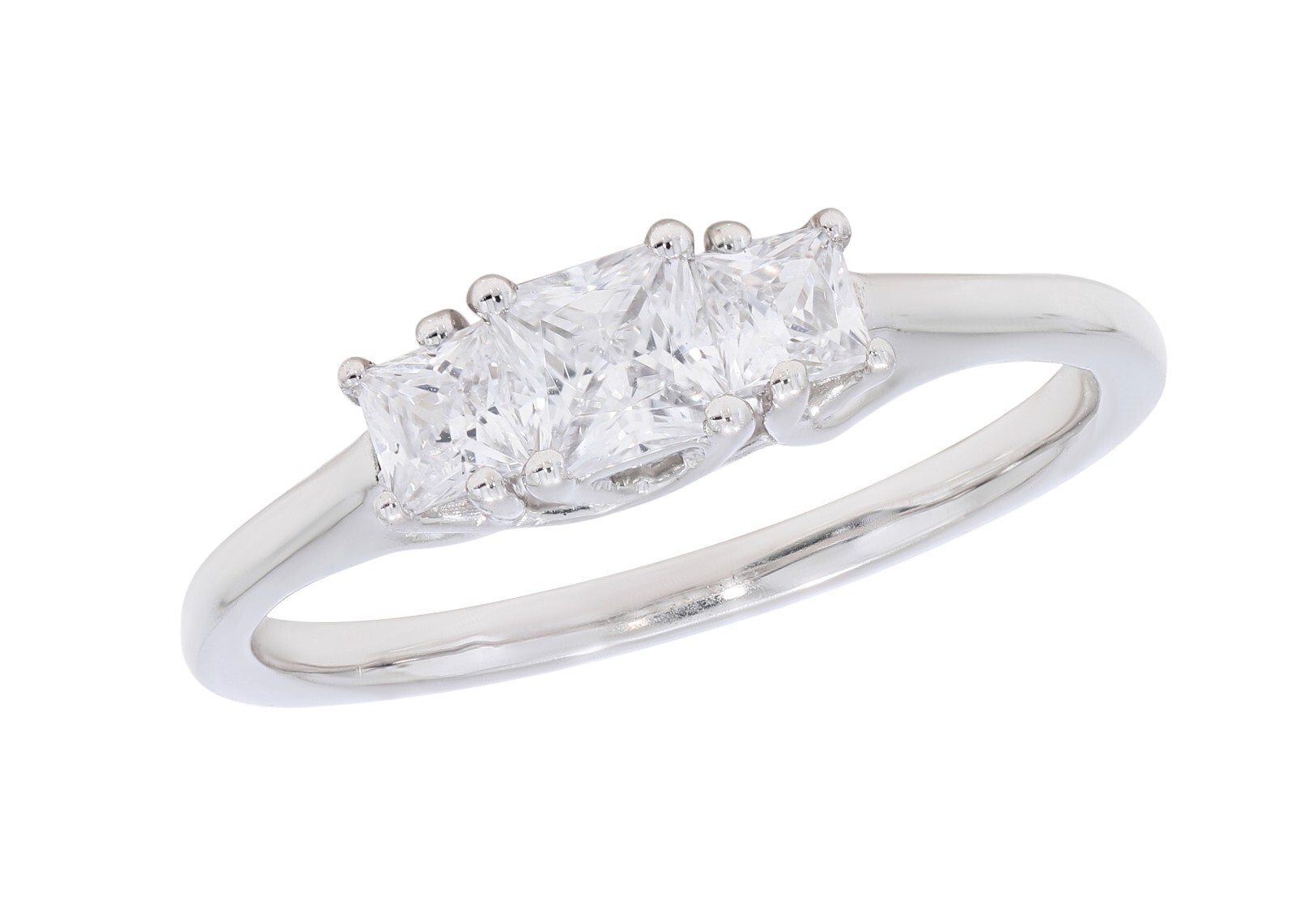 0.60Ct Princess Cut Lab Grown Diamond 3 Stone Engagement Ring 925 Silver Women