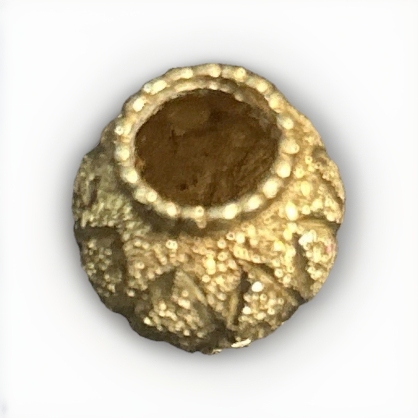 2.15g , 22k Italian Yellow Gold Roundel Bead Charm With Diamond Cuts