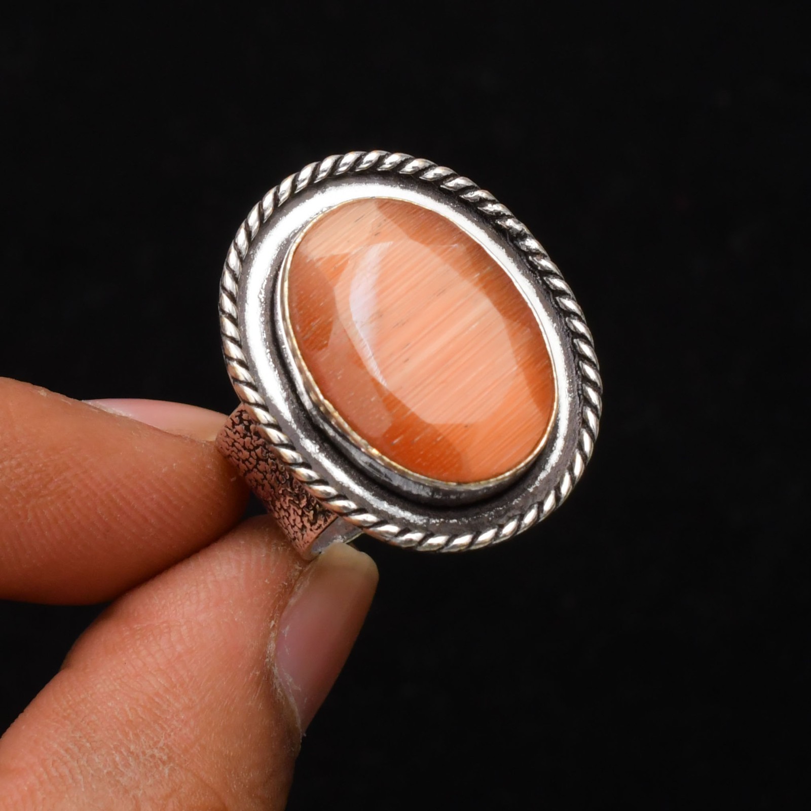 Monalisa Gemstone Handmade 925 Sterling Silver Jewelry Ring Size 7