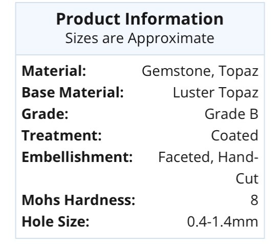 Mystic/Luster Topaz Gemstone Beads Hand-Cut Faceted Briolette- 6×5-8x6mm-4”