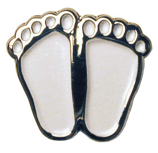 Precious Feet, White Fill/Nickel, Fetal Bookmark Jewelry, Lapel Pin
