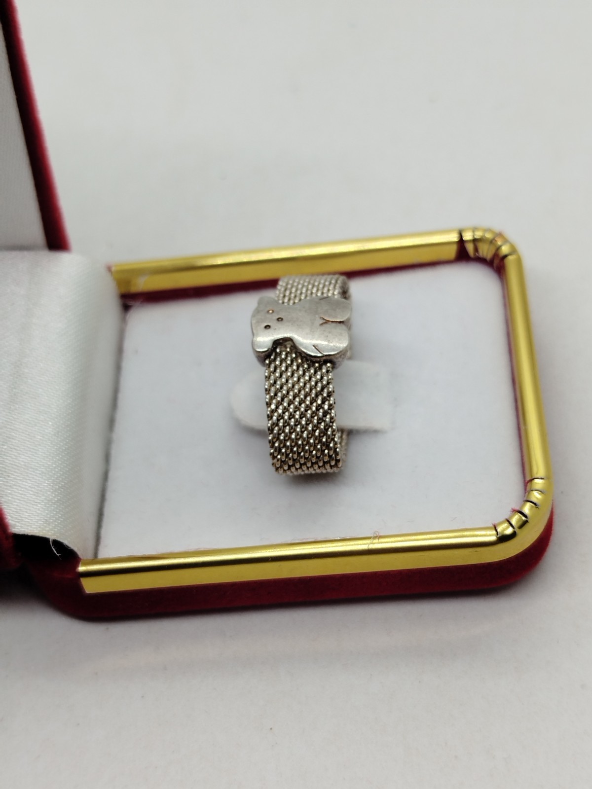 TOUS Sweet Teddy Bear Sterling Silver Ring MESH Size 7.5