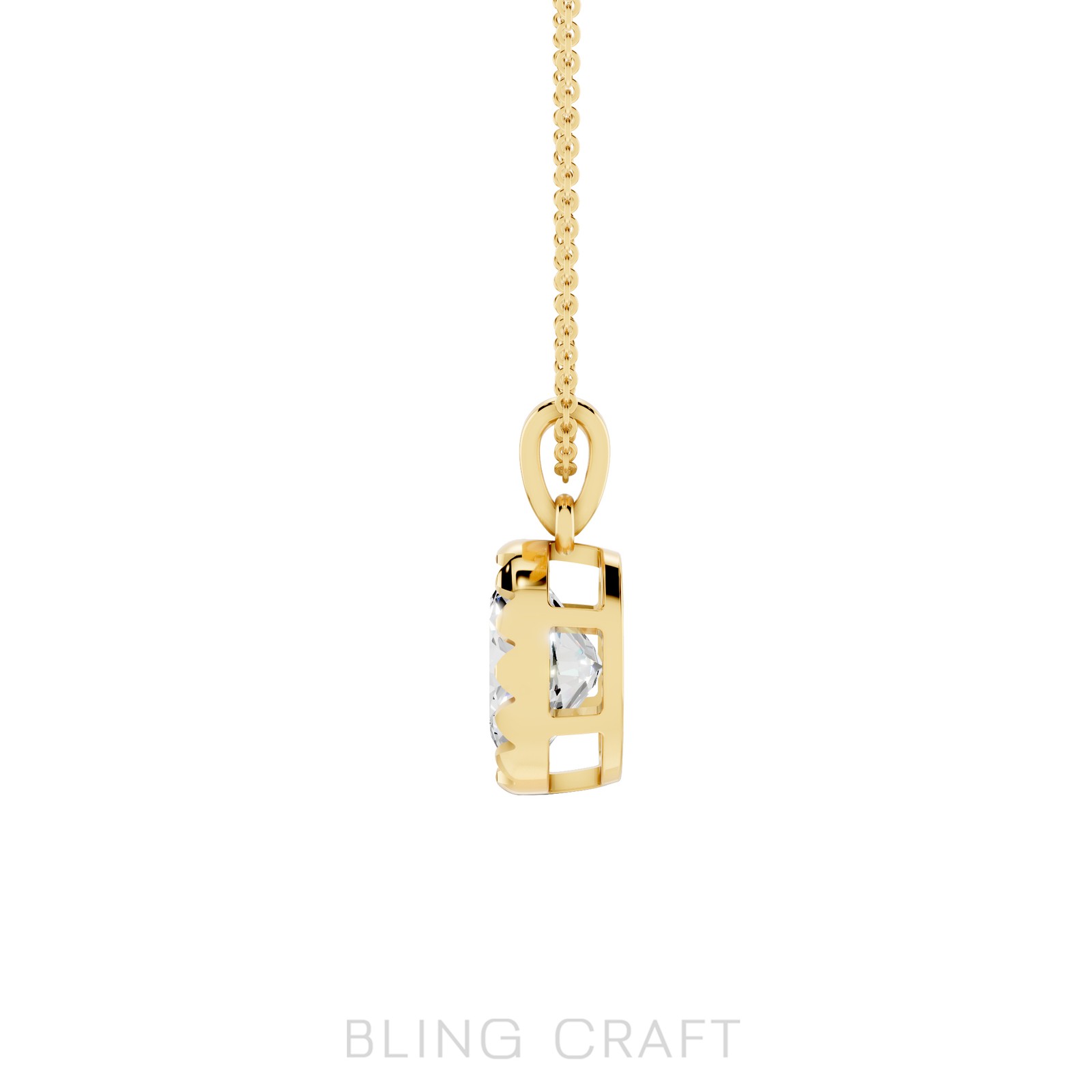 3.95Ct Solitaire Pendant Oval Cut Moissanite Necklace 14K Yellow Gold Plated 18″