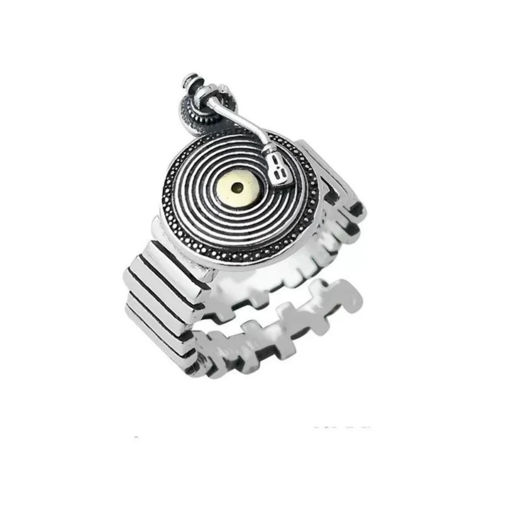 Adjustable Vinyl Record Player Ring Retro LP Turntable Music Lover Gift Jewelry