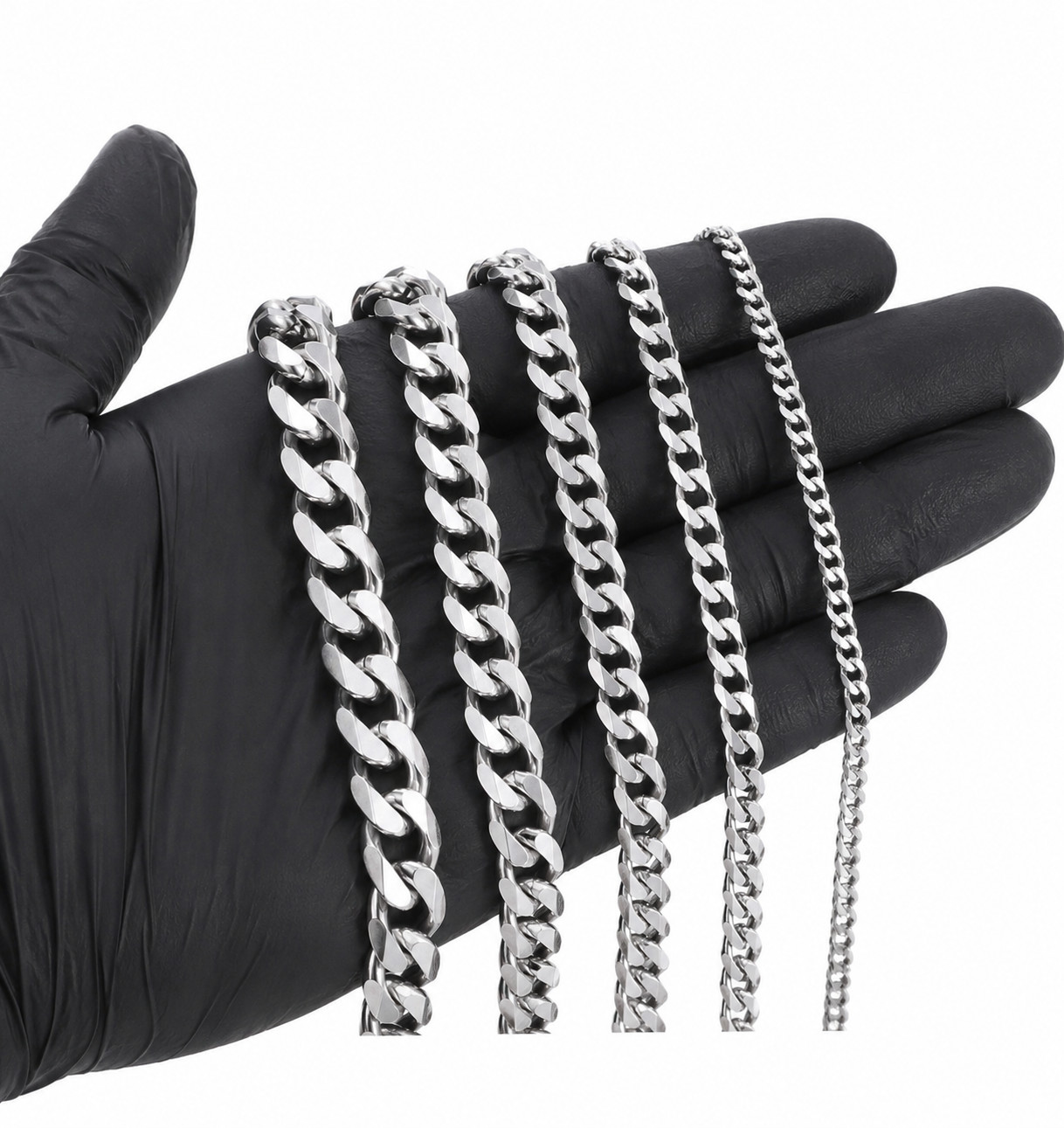 Stainless Steel Cuban Curb Chain Unisex Hip Hop Jewelry 3/5/7/9/11mm Size 16-24”