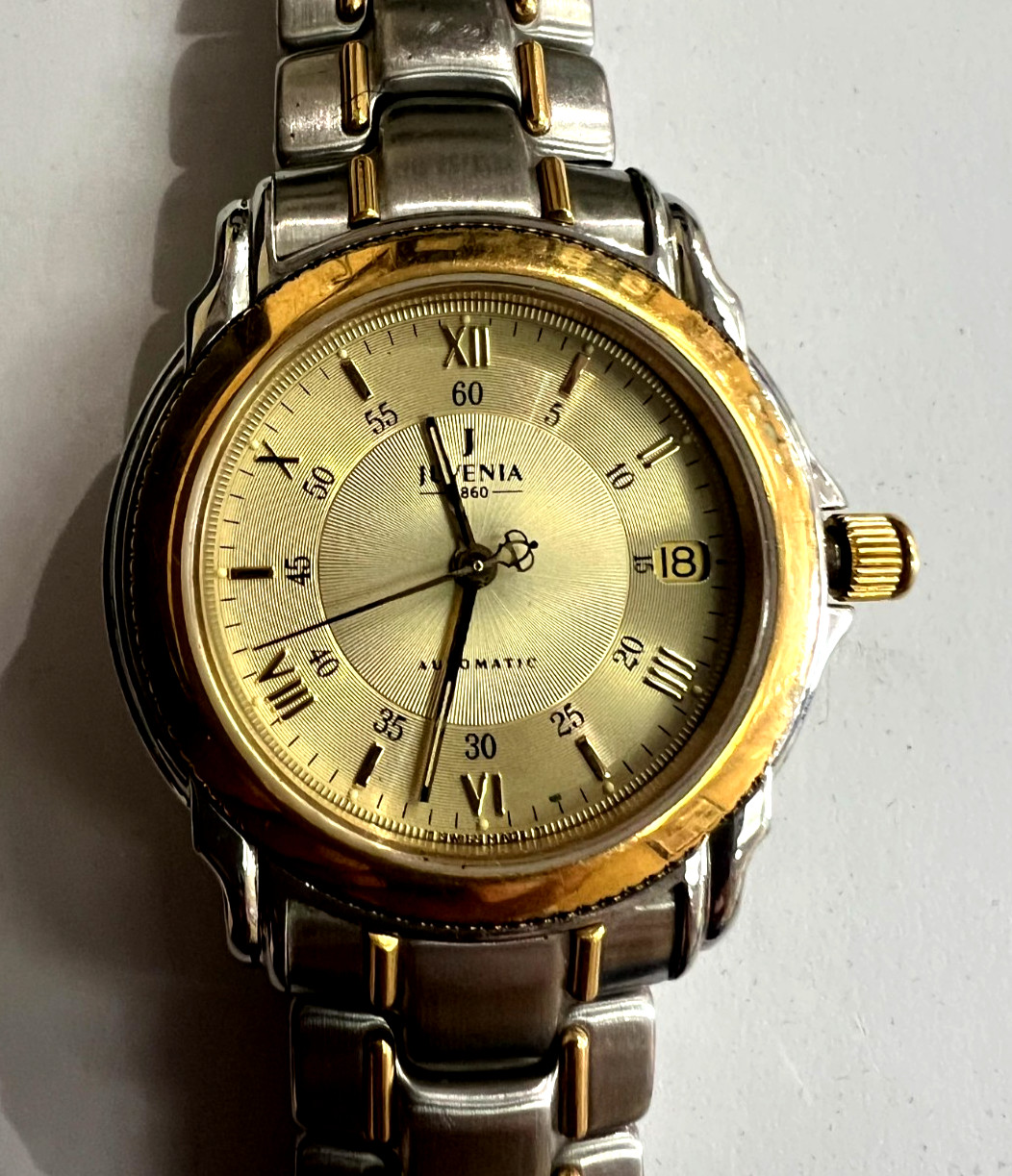 VTG JUVENIA 1860 AUTOMATIC G5A1 TWO TONED 18K&STAINLESS STEEL MENS WATCH WORKING